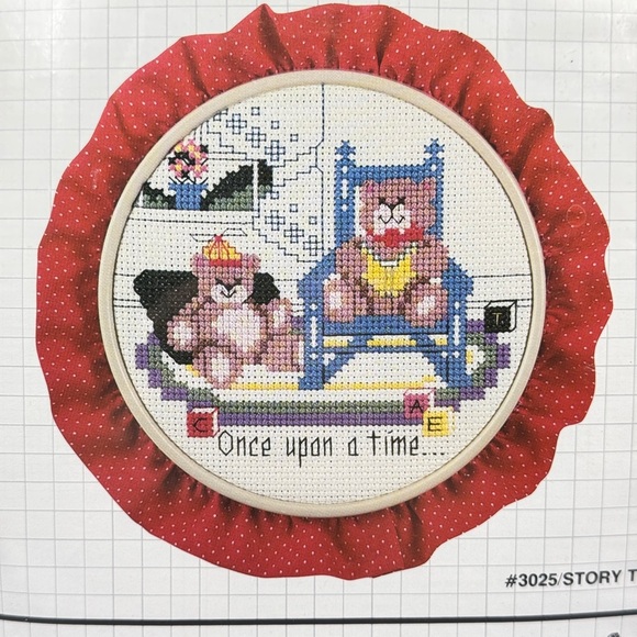 🧵 Vintage 1986 DMC Cross Stitch Kit Story Time #3025 NIP Sealed w/ Hoop - Picture 9 of 9